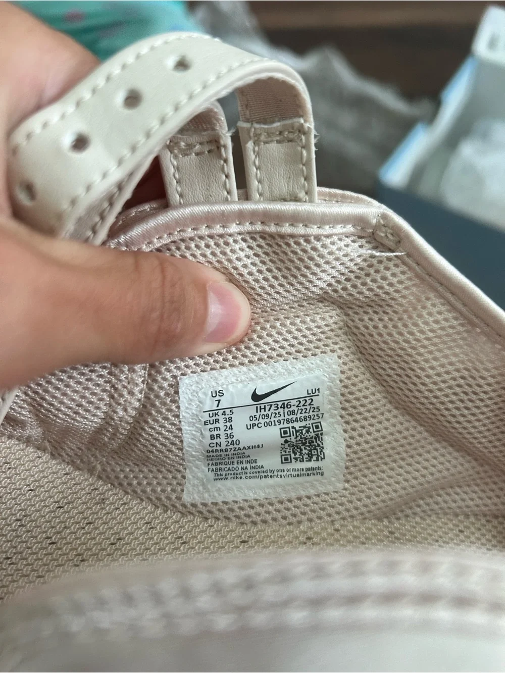 Nike Women's Pale Pink Cream Slip-On Sneaker with Hook-and-Loop Strap